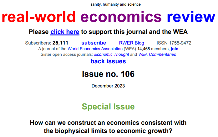 Special Issue from the Real-World Economics Review
