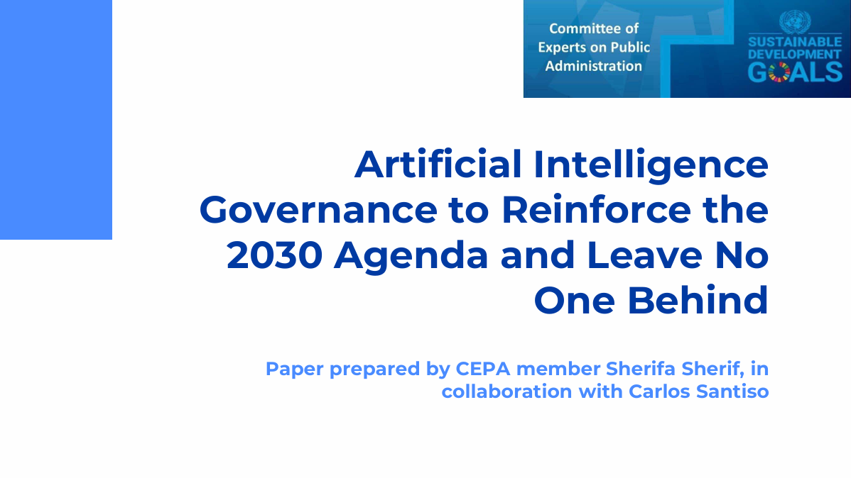 Artificial Intelligence Governance to Reinforce the 2030 Agenda and Leave No One Behind